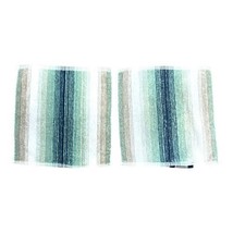 Tommy Bahama Solana Stripe Wash Clothes Set Of 2 11” Blue Green Nautical... - $21.49