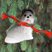 Small Resin SHIH TZU GREY/WHITE Dog Breed Miniature Christmas Ornament - £8.62 GBP