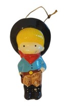 Vintage Joan Walsh J.W. Anglund Ceramic Cowboy Christmas Ornament 1972 READ  - £13.44 GBP