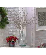 Peony 38&quot; 6 Champagne Glistening Lifelike Winter Pinecone Branches Glass... - $110.65 CAD