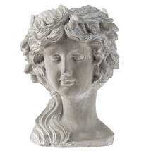 Whitewash Stone Woman Head Planter Cream Modern Contemporary Cement - $99.98