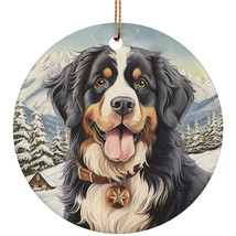 Cute Bernese Mountain Dog Christmas Winter Vintage Ornament Ceramic Gift Decor - £11.83 GBP