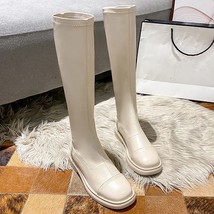 Quality pu leather high boots women slip thigh high boots spring autumn knee high shoes thumb200