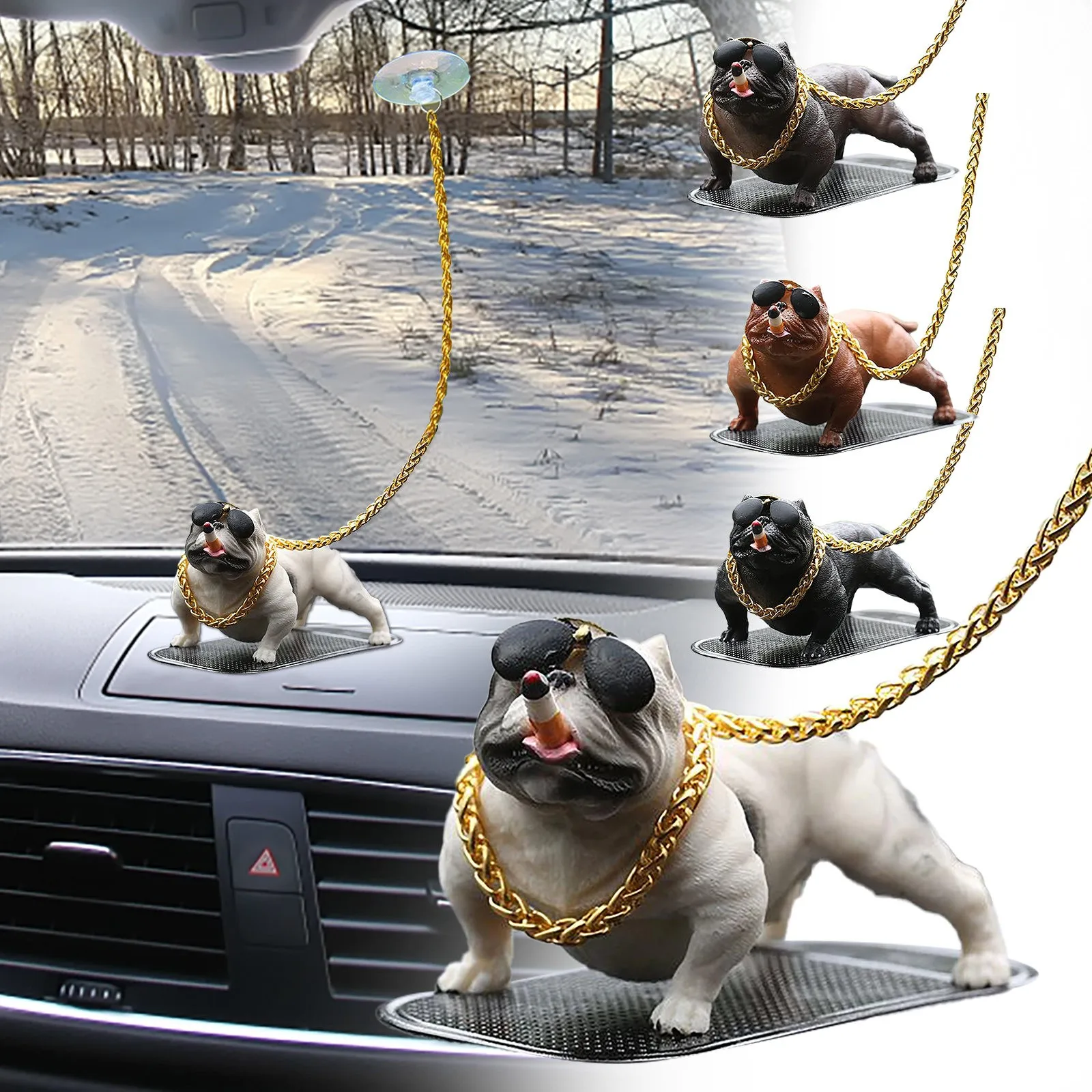 Cool dog dashboard bullys puppy figurine for auto accessories home office desktop decor thumb200