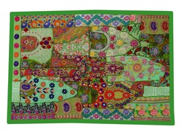 Ancienne tapisserie patchwork bohème brodée au mur fait main 60&quot;L LT38 - £53.05 GBP