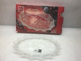 Vintage Mikasa Brand Silent Night Christmas Pressed Glass Serving Tray Org Box - £15.81 GBP