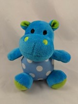 Sassy Blue Hippo Plush Rattle 4.5 Inch Polka Dots Stuffed Animal Has Issue - £7.89 GBP