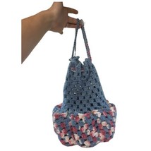 Crocehet Pink Blue NEW Bingo Bag 10 Pocket Dauber Carry All Bag Made USA... - £24.20 GBP