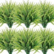 12 Bundles Artificial Plants, Fake Boston Fern Greenery Outdoor Uv Resistant No - £29.86 GBP