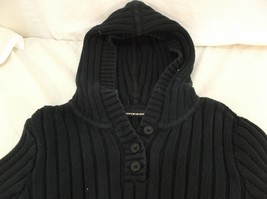 DISCONTINUED DKNY Jeans Navy Blue Knit Hooded WARM Sweater Women&#39;s Medium - $32.39