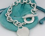 7&quot; Small Tiffany &amp; Co Heart Tag Toggle Blank Charm Bracelet in Sterling ... - £310.94 GBP