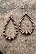 Southwest Graduated Navajo Pearl Style Copper Color Teardrop Dangle Earrings - £17.32 GBP