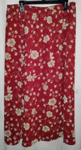 New Womens Laura Scott Lined Red W/ Beige Floral Print Pull On Skirt Size L - £20.20 GBP