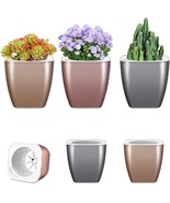 NEW Self Watering Flower Pot Planters 6 Pk 5 &amp; 7&quot; metallic gold, silver ... - £9.77 GBP