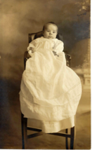 Postcard Portrait Baby RPPC Creepy Hidden Mother? White Gown Blowing Bub... - $8.86