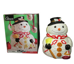 Gibson Cookie Jar 10&quot; Snowman Vintage Ceramic Treat Holiday Box Christmas 1997 - £11.05 GBP
