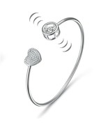 0.50CT Diamond Heart Shaped Lab Created Bridal Bangle Bracelet 14K White... - £73.15 GBP