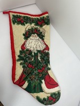 Large Vintage 21 Inch Christmas Santa Father Christmas Stocking Quilted - £10.83 GBP