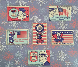 Vintage Patriotic Stickers: 2 x Dick Tracy, 2 x Popeye, 2 x Bozo New Lot of 6 - £6.00 GBP