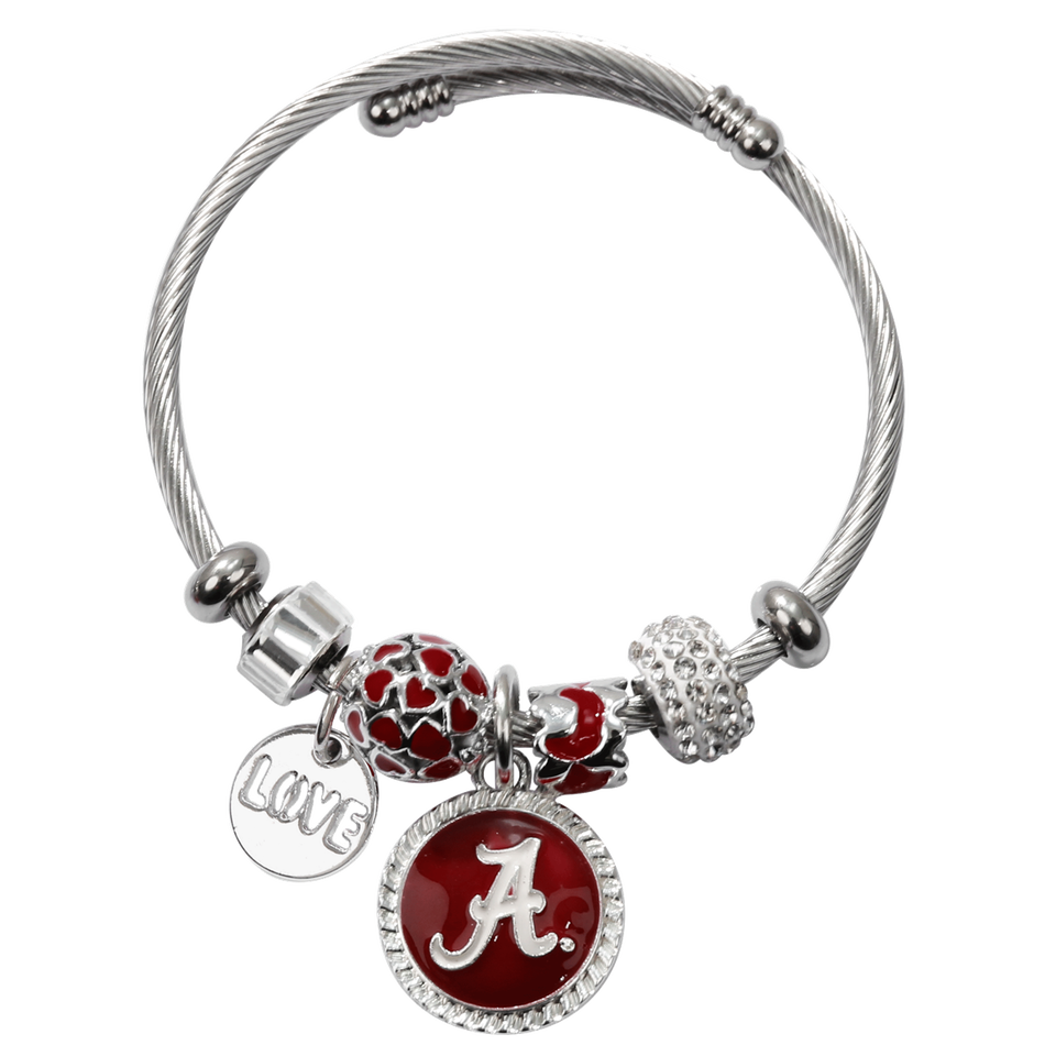 Sandol 3080 Alabama Bliss Adjustable Beaded Logo Charm Bracelet