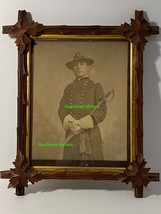 CIVIL WAR, LARGE FRAMED PHOTOGRAPH, POSED, CAVALRY, OFFICER, NICE! - $150.00