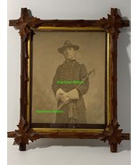 CIVIL WAR, LARGE FRAMED PHOTOGRAPH, POSED, CAVALRY, OFFICER, NICE! - $205.05 CAD