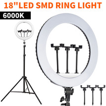 18&quot; Led Smd Ring Light Kit With Stand Dimmable 5000K For Makeup Phone Ca... - £69.52 GBP