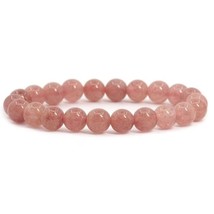 8mm Strawberry Quartz Gemstone Bracelet, Crystal Healing Energy Bracelet for All - £14.14 GBP