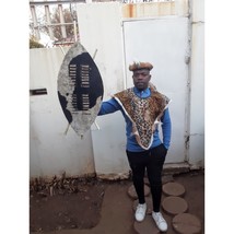 3 in 1 Zulu African Traditional cultural Shield, African warrior hat, af... - $245.00