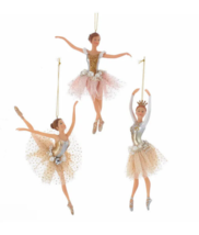 Kurt Adler Set Of 3 Multicolor Ballerina w/PEARLS Christmas Ornaments TD1596 - £35.49 GBP
