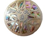 Sterling &amp; Abalone Smiling Sun Brooch Mexico Signed Estate Vintage - £29.42 GBP