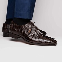 Cancun Genuine Hornback Caiman Crocodile dress Shoes Brown image 7