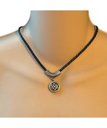 Brighton black leather Necklace Celtic Knot 16&quot;    Hard to Find - $733.64 MXN