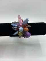 Crystal-like Flower Cluster Beaded  Bracelet  Stretch B1 - £9.51 GBP