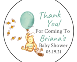 12 Classic Winnie the Pooh Baby Shower Stickers Favors Labels Green 2.5&quot;... - $11.99