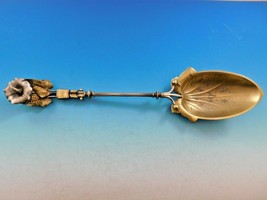 Art Silver c. 1860-1883 Sterling Silver Stuffing Spoon GW BC 3D Hibiscus 11 5/8&quot; - £1,035.89 GBP