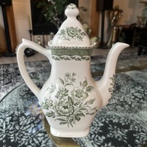 Green Floral Teapot Stratford Grinley Staffordshire England Coffee Pot - £38.56 GBP