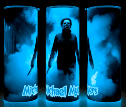 Glow in the Dark Halloween Michael Myers Horror Retro Style Cup Tumbler  20oz - £18.43 GBP