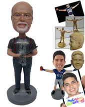 Personalized Bobblehead Engineer Dude Working With His Gadget Wearing T-... - £66.86 GBP