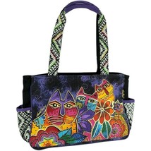 Laurel Burch LB5842 Laurels Garden Cat Floral Medium Pocket Tote - $28.06