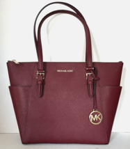 New Michael Kors Charlotte Large Shoulder Tote Saffiano Leather Dark Cherry - €88,02 EUR