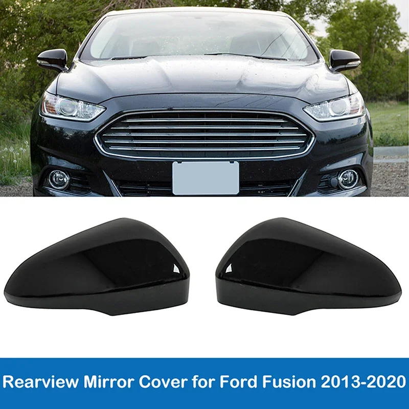 Car Side Rearview Mirror Cover Glossy Black Clip-on for Ford Fusion 2013 2014 - £21.98 GBP