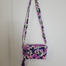 Vera Bradley Triple Compartment Crossbody Bag Wallet Lilac Pink Purple Blue - £22.85 GBP