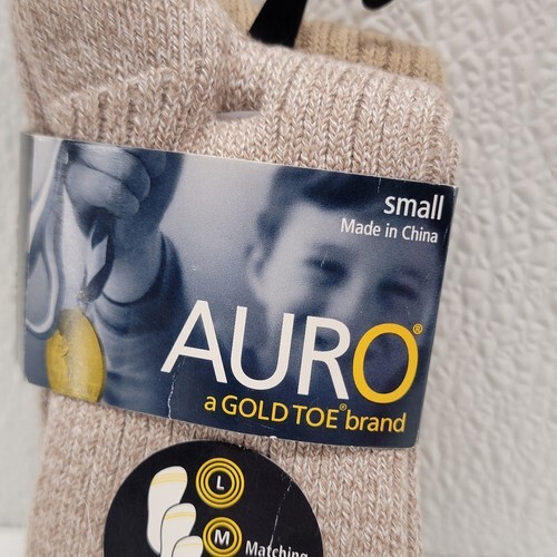 Auro Gold Toe Tan Khaki Boys Dress Crew Socks 2 Pair Size Small 3-8 Item image 2
