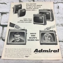 Vintage 1965 Admiral Television Portable TVs Happy Mediums Advertising P... - £7.49 GBP