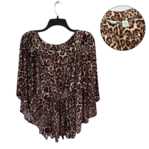 Laura Ashley Leopard Print Top M Ruffle Hem Peplum Blouse - $15.83