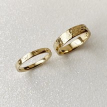 Yellow 14k gold wedding rings set, Solid 14k gold wedding couple rings - £684.61 GBP