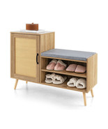 2-in-1 Rattan Shoe Cabinet with Bench Shoe Storage Bench with Washable C... - $255.96 CAD