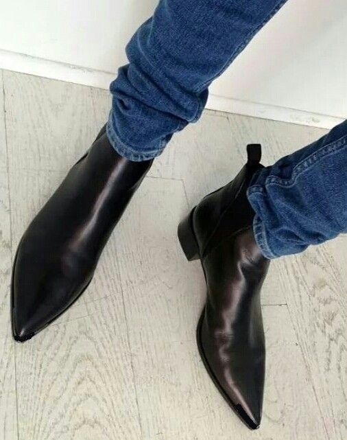 NEW Handmade Men Black Pointed Toe Chelsea Boots, Men Black Leather Ankle Boots