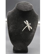 Vintage Dragon Fly Brooch Silver Tone with Black Onyx Rhinestones - $551.89 MXN